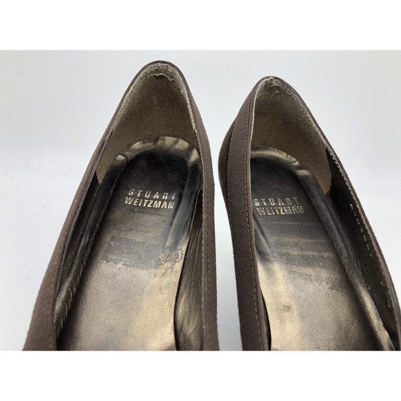 Stuart Weitzman Women's Size‎ 7.5 M Brown Suede Kitten Heels Cross Straps Spain - Picture 8 of 10